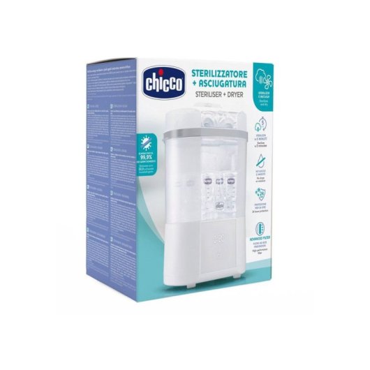 Chicco Esterilizador Y Secador Eléctrico De Biberones Y Accesorios, Con Vapor, 2 Modos, Hasta 6 Biberones Nf, Programa 2 En 1 Y Inicio Diferido