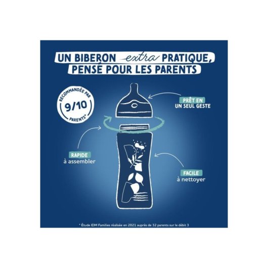 Biberon Anti-colique Dodie 270 Ml Rose, Tétine Multi-perforée, Débit 2, Dès 3 Mois