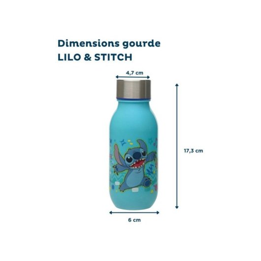 Thermobaby Lilo & Stitch Botella De Agua Térmica Infantil 430 Ml Azul Sin Bpa, Doble Pared, Tapa Hermética De Rosca, Asa Ergonómica