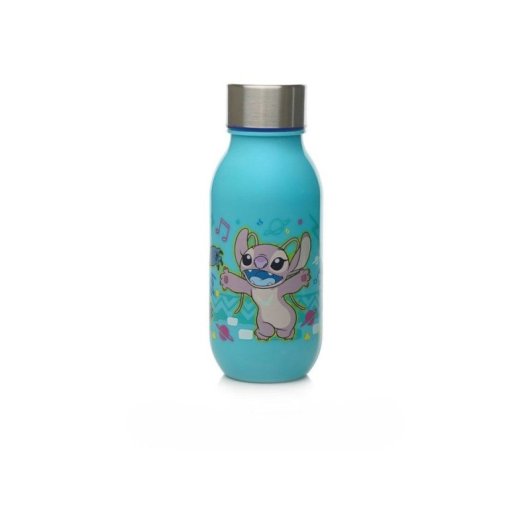 Thermobaby Lilo & Stitch Botella De Agua Térmica Infantil 430 Ml Azul Sin Bpa, Doble Pared, Tapa Hermética De Rosca, Asa Ergonómica