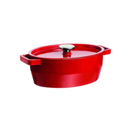 Cocotte Ovalada Pyrex Slow Cook Roja De 29 Cm Y 3,8 L, Hierro Fundido Esmaltado