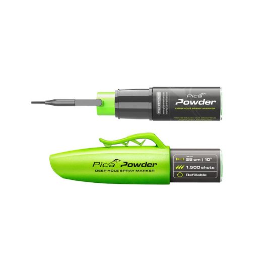 Pica Powder 2020 – Marqueur De Perçage Profond Sans Contact Rechargeable, Poudre Vert Fluorescent, Portée Jusqu’à 25 Cm, Buse 360°