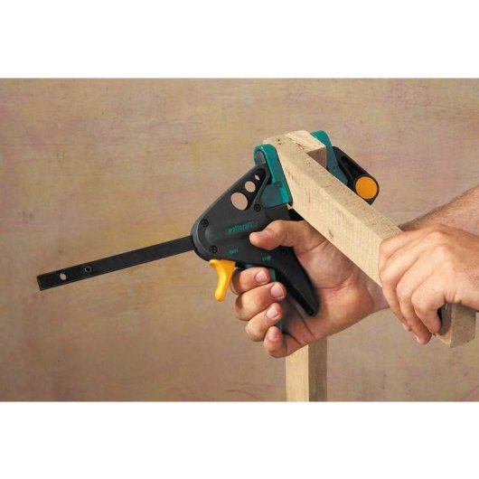 Wolfcraft Ehz Pro Abrazadera/esparcidor De Una Mano 65 Mm De Proyección, Fuerza Hasta 90 Kg, Apertura Hasta 150 Mm, Carril Ranurado