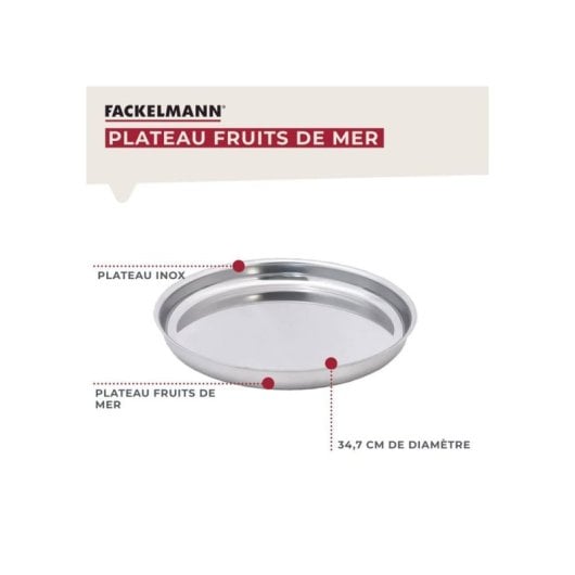 Vassoio Fackelmann Acciaio Inox Rotondo 34,7 cm Set 2 Pezzi