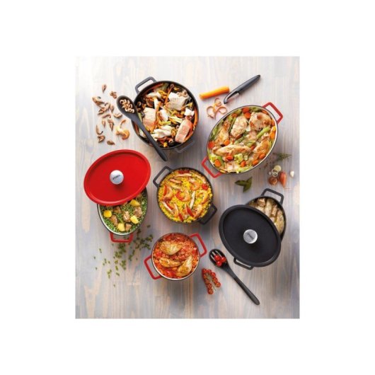 Cocotte Pyrex Slowcook Redonda 24 Cm Roja De Acero Esmaltado, 3,6 L, Apta Para Inducción Y Horno