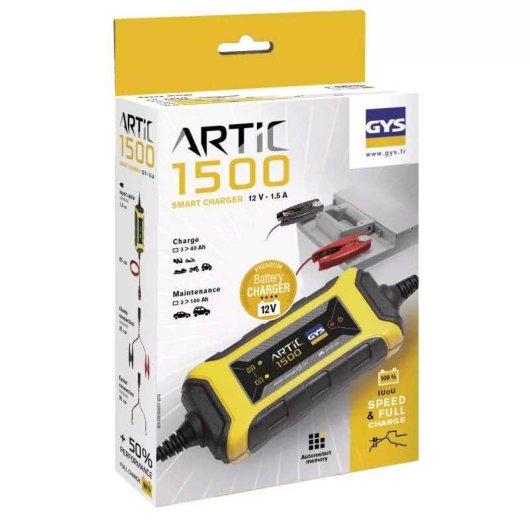 Chargeur Automatique Gys Artic 1500 12v 1,5 A Pour Batteries Plomb-acide 3 À 40 Ah, Plug&play, Ip65