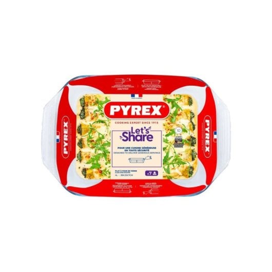 Pyrex Let's Share Fuente De Horno Rectangular De Vidrio 39 X 25 Cm, 4 L