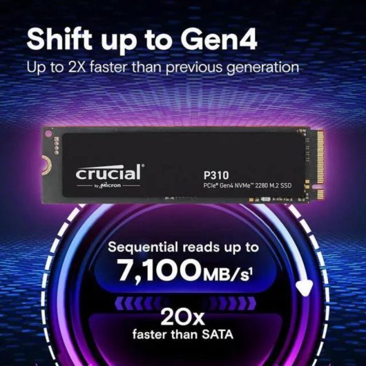 Disco duro Crucial P310 1TB M.2 2280 PCIe 4.0 x4 NVMe 7100MB/s