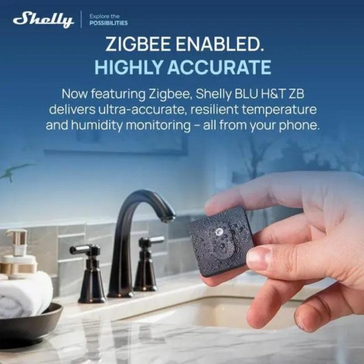 Sensore di Temperatura e Umidità Shelly BLU HT ZB Bluetooth Zigbee IP54