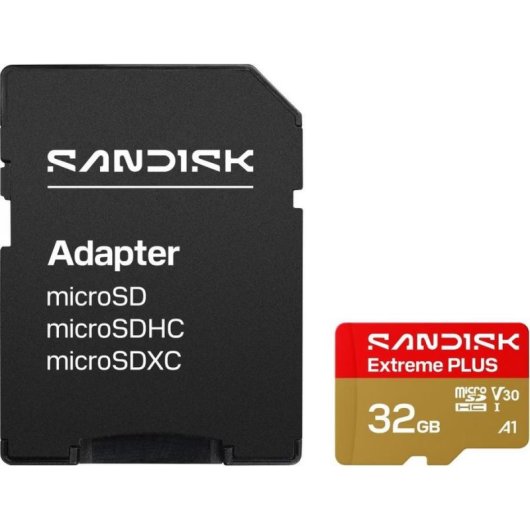 Carte microSDHC SanDisk Extreme Plus 32GB UHS-I U3 V30 A2 résistante