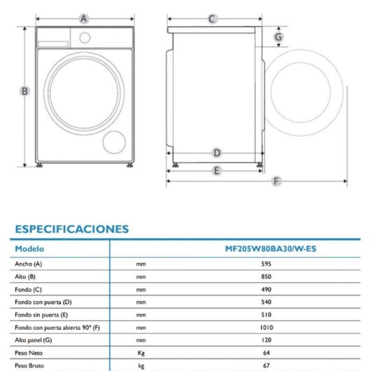 Máquina de Lavar Roupa Midea 9 Kg 15 Programas Classe A Branco Domótica Display