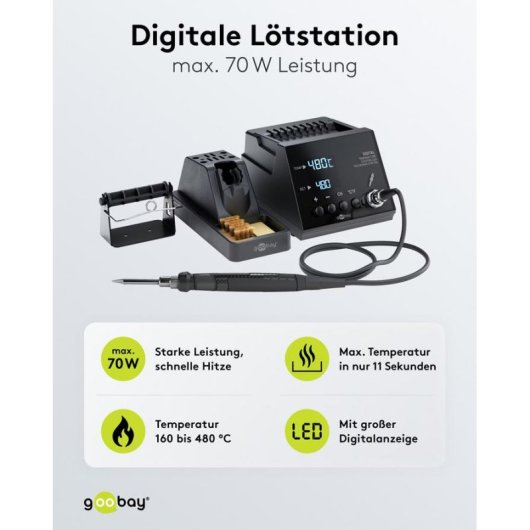Stazione di saldatura Goobay 70W 480°C Nero