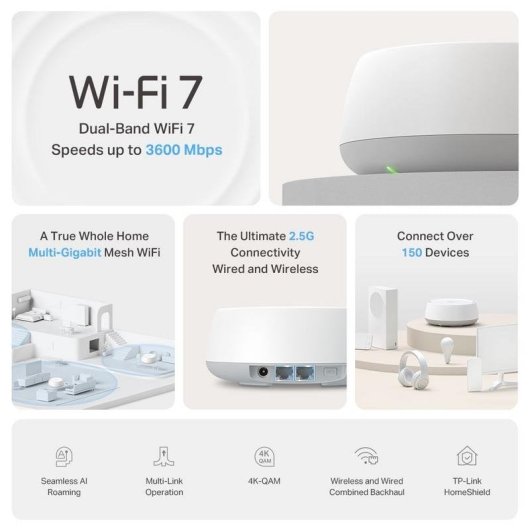 Pack TP-Link Deco BE25 Pack Triple Sistema Wi-Fi 7 Mesh BE3600 + Tapo C260 Cámara de Vigilancia 360º