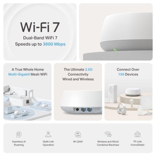 Pack TP-Link Deco BE25 Pack Triple Sistema Wi-Fi 7 Mesh BE3600 + Tapo C260 Cámara de Vigilancia 360º