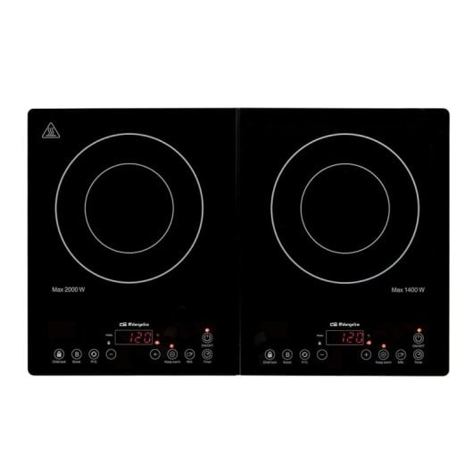 Placa de inducción Orbegozo PIC400 2 zonas 3400W cristal pirocerámico