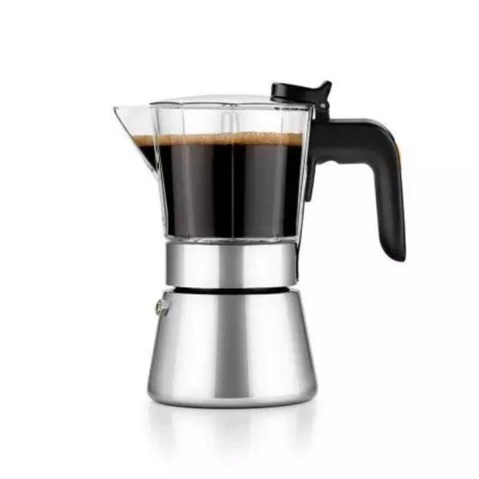 Caffettiera Moka BRA acciaio inox vetro 0,5 L 10 Tazze colore argento