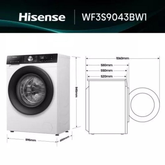 Lavatrice Hisense WF3S9043BW1 9Kg 1400rpm Bianco WiFi Inverter Carica Frontale