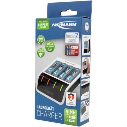 Ansmann Akku-Ladegerät AA mit 4 NiMH-Akkus 2100 mAh
