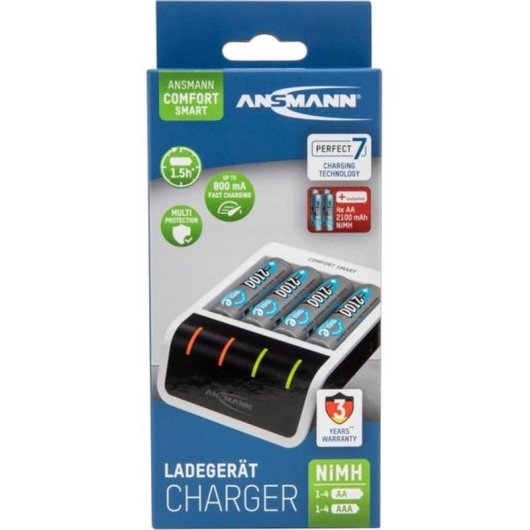 Ansmann Akku-Ladegerät AA mit 4 NiMH-Akkus 2100 mAh