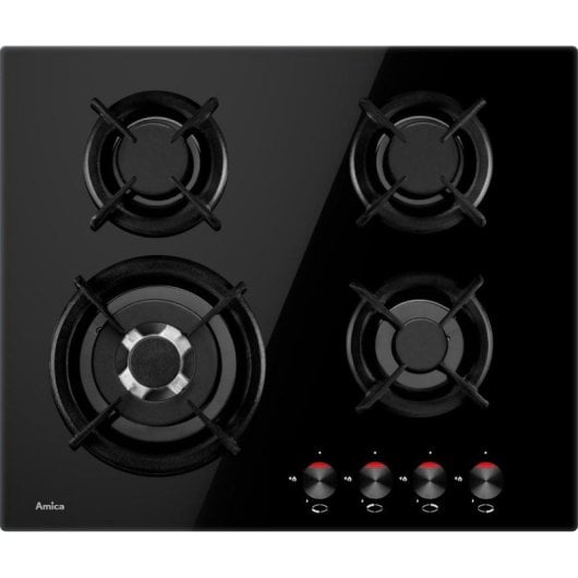 Piastra di cottura a gas Amica PG6411SR 4 fuochi vetro temperato