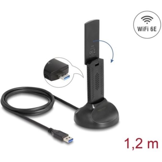 Adaptador DeLOCK USB WLAN Wi-Fi 6E AX5400 2402+574 Mbps