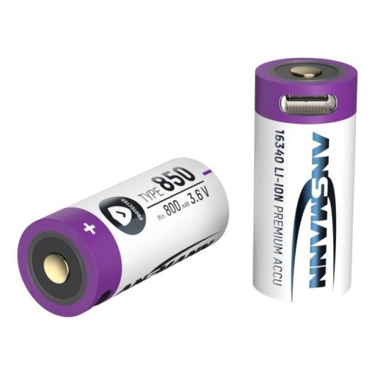 Batería recargable Ansmann 16340 Ion de litio 850 mAh con carga Micro-USB