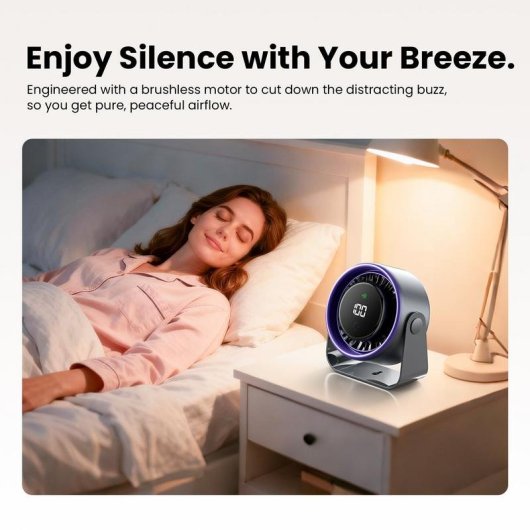 Ventilador de Sobremesa Vention PBJH0 10W 3 Velocidades Batería 3000mAh USB Tipo C Display Digital