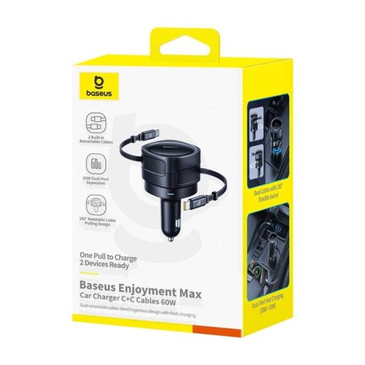 Caricatore Auto Baseus Enjoyment Max 60W USB-C Nero