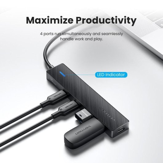 Hub Vention 5 ports USB 3.2 Gen 2 10 Gbps modèle CKD avec PD 100 W