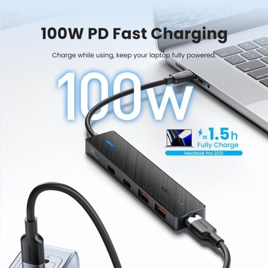 Hub Vention 5 ports USB 3.2 Gen 2 10 Gbps modèle CKD avec PD 100 W
