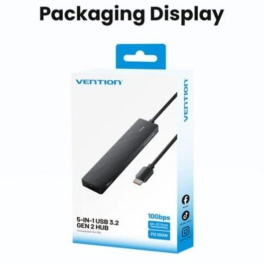 Hub Vention 5 ports USB 3.2 Gen 2 10 Gbps modèle CKD avec PD 100 W