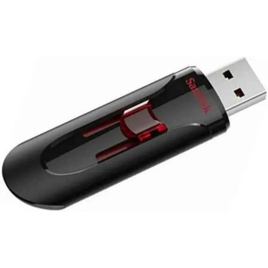 Pen USB SanDisk Cruzer Glide 16GB USB 3.0 retrátil preto e vermelho
