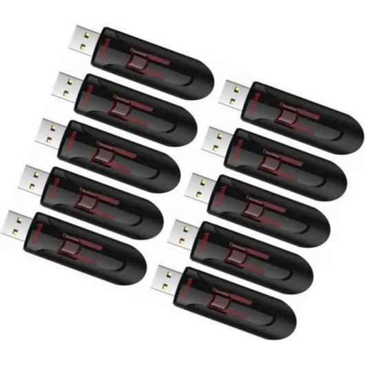 Pen USB SanDisk Cruzer Glide 16GB USB 3.0 retrátil preto e vermelho