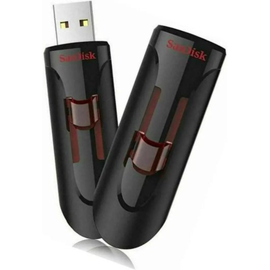 Pen USB SanDisk Cruzer Glide 16GB USB 3.0 retrátil preto e vermelho