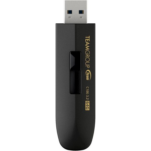 Pen USB Team Group C186 64GB USB 3.2 Gen 1 preta deslizante
