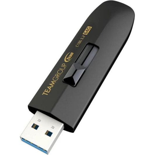 Pen USB Team Group C186 64GB USB 3.2 Gen 1 preta deslizante