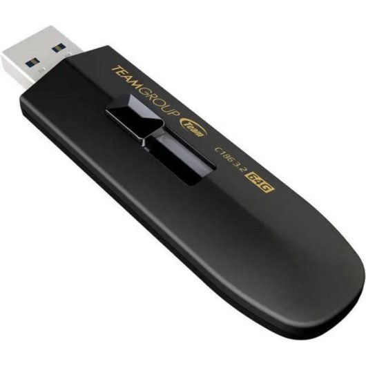 Pen USB Team Group C186 64GB USB 3.2 Gen 1 preta deslizante
