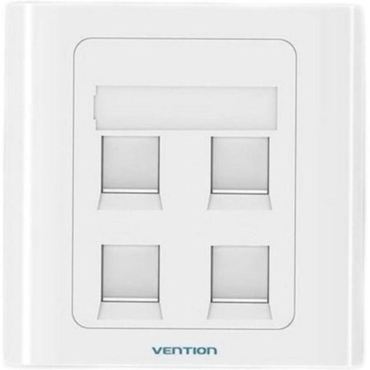 Placa de Pared Vention con 4 Puertos RJ45 Tipo 86