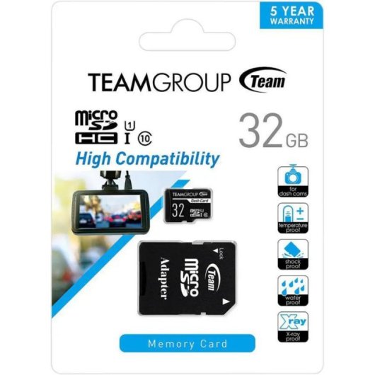 Tarjeta microSD Team Group Dash 32GB Clase 10 UHS-I U1 para dashcams