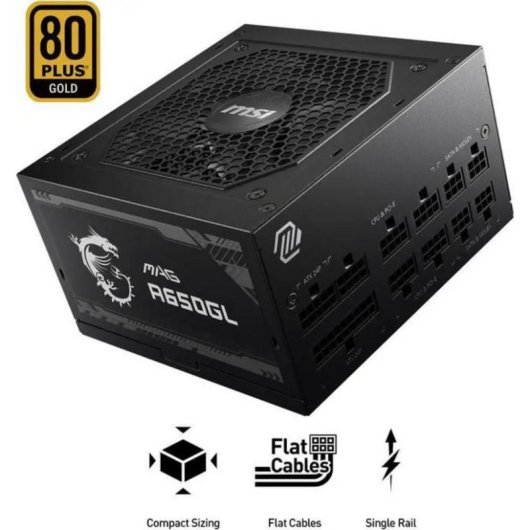 Fuente de Alimentación MSI MAG A650GL 650W Certificación 80+ Gold modular
