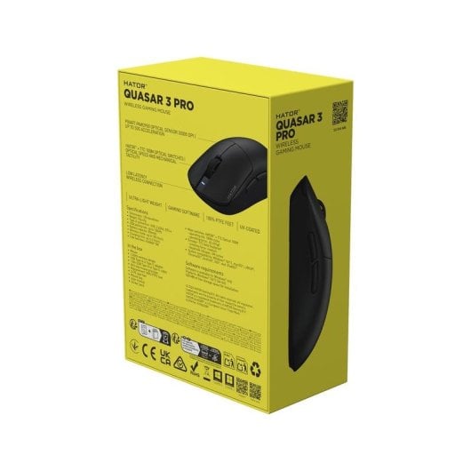 Ratón HATOR Quasar 3 Pro Wireless RF Bluetooth 30000 DPI Noir USB-C