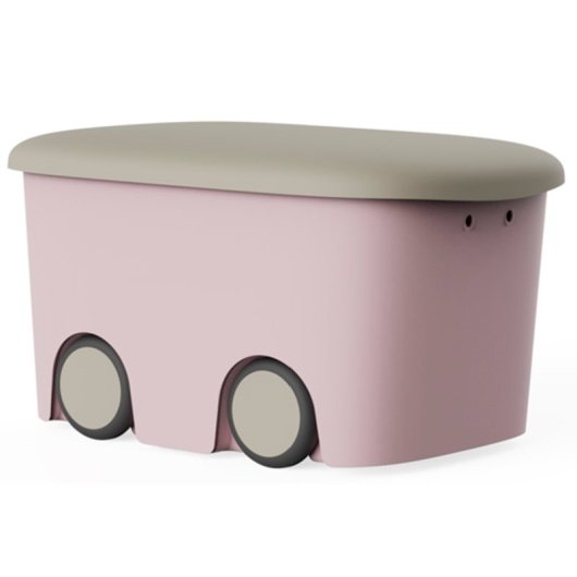Caja De Almacenamiento De Plástico Con Ruedas Y Tapa | Color Rosa | 45 Litros | Medidas: 58x38x32 Cm