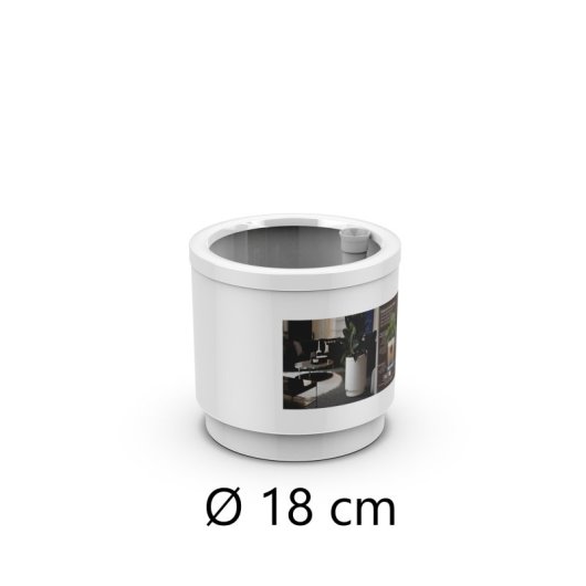 Maceta De Plástico Con Sistema De Autorriego Y Depósito De Agua, Blanco, Ø 18cm, 4 Litros, Alto 17cm