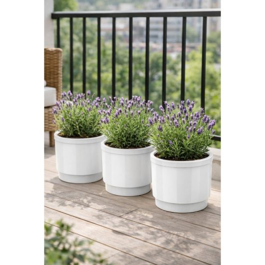 Maceta De Plástico Con Sistema De Autorriego Y Depósito De Agua, Blanco, Ø 18cm, 4 Litros, Alto 17cm