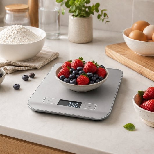 Báscula Digital De Cocina 5 Kg Con Pantalla Lcd, Función Tara Y Superficie Tipo Acero Inoxidable Para Ingredientes Y Porciones - Dimensiones -18x13.8x1.8 Cm