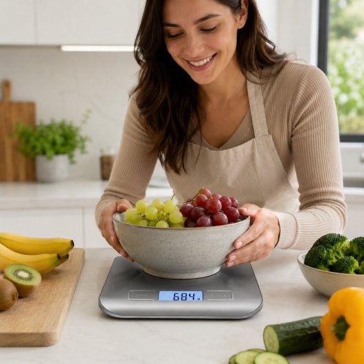 Báscula Digital De Cocina 5 Kg Con Pantalla Lcd, Función Tara Y Superficie Tipo Acero Inoxidable Para Ingredientes Y Porciones - Dimensiones -18x13.8x1.8 Cm