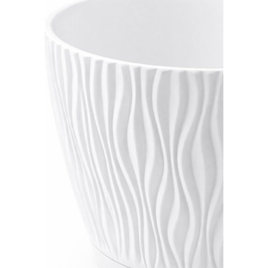 Maceta De Plástico Para Jardín, Terraza O Balcón | Color: Blanco | Diámetro: 24 Cm | Diseño Oasis