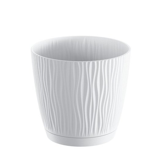Maceta De Plástico Para Jardín, Terraza O Balcón | Color: Blanco | Diámetro: 19 Cm | Diseño Oasis