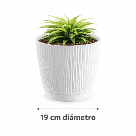Maceta De Plástico Para Jardín, Terraza O Balcón | Color: Blanco | Diámetro: 19 Cm | Diseño Oasis