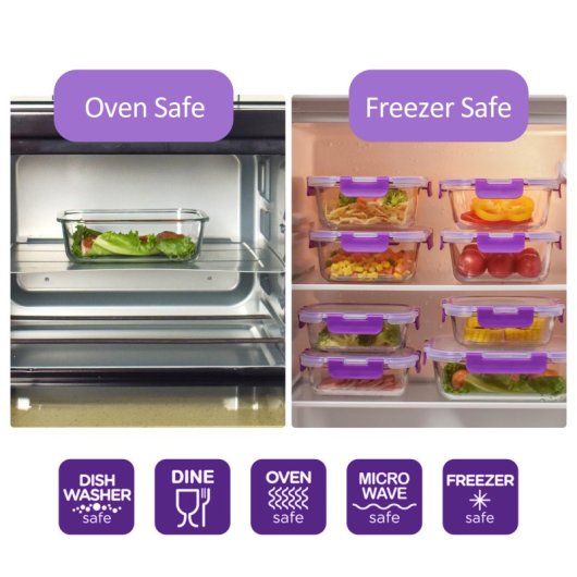 Recipientes De Cristal Para Alimentos - 20 Piezas (10 Recipientes Y 10 Tapas)